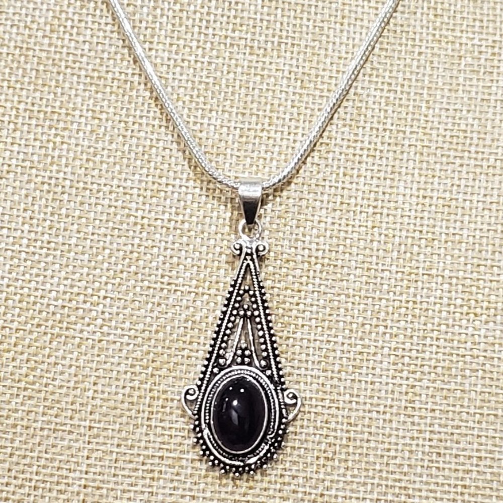 Amethyst Gemstone 925 Vintage Pendant Necklace
